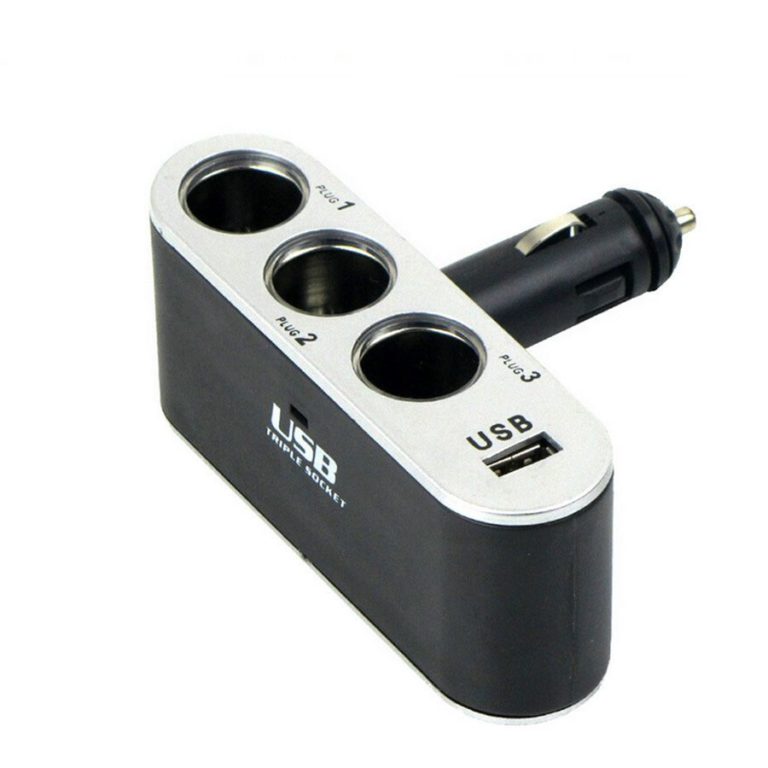 Universal 3 Way USB Socket Car Power Adapter Splitter Portable Charger