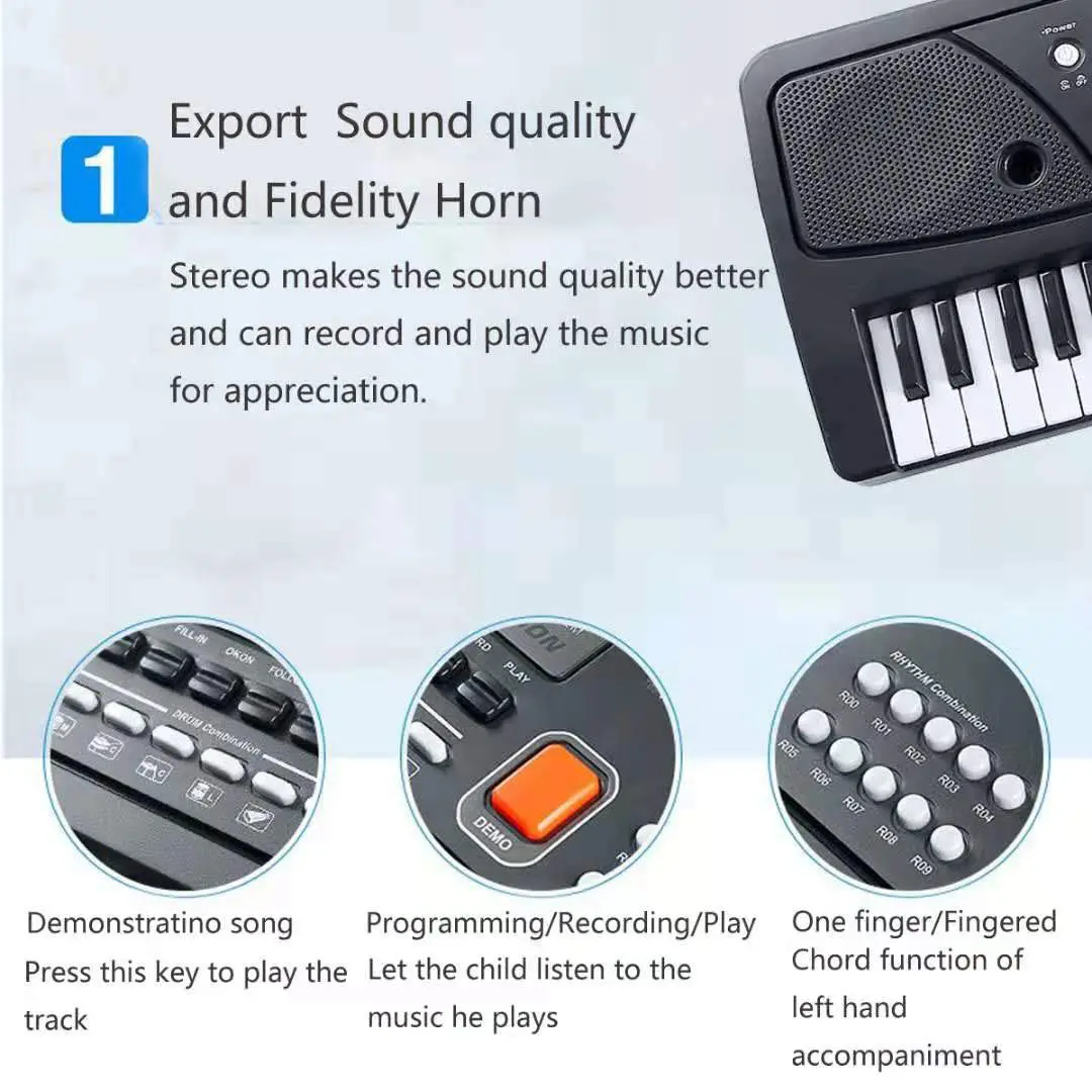 BigFun 61 Keys BF-630A1 Electronic Piano Keyboard with LED Display & Microphone - Image 2