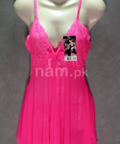 Open Sexy Transparent Nightwear Dress Pink