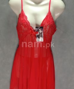 Open Sexy Transparent Nightwear Dress Red