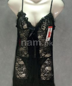 Strappy Lace Nightdress Black