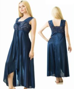 Two Hearts Satin Silk Stylish Night Wear