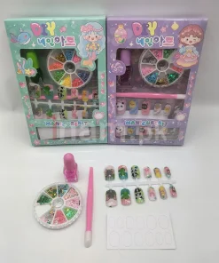 Kid-Friendly Nail Art Set with Polish and Glitters For Girls