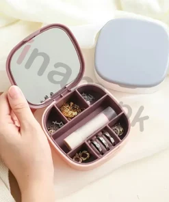 Mini Portable Cosmetic & Jewelry Organizer with Mirror
